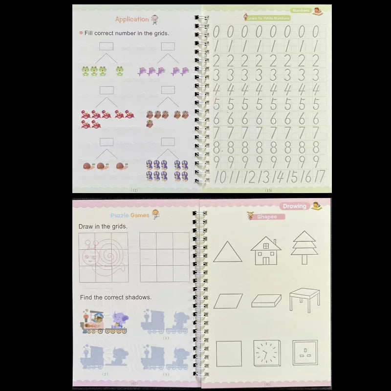 Sank Magic Practice Copybook Pen Preschools Kids Calligraphy English Verison Free Wiping Children Reusable Writing Book
