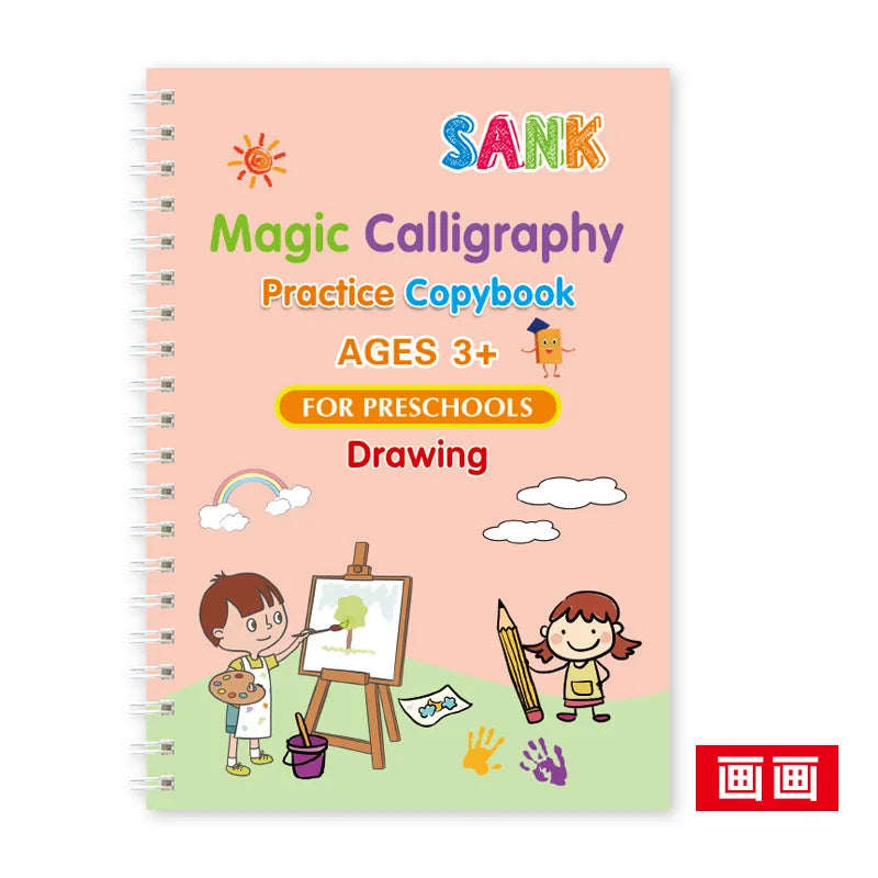 Sank Magic Practice Copybook Pen Preschools Kids Calligraphy English Verison Free Wiping Children Reusable Writing Book