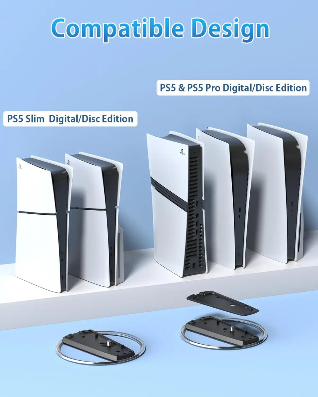 2025 New Vertical Stand for PS5 Consoles Playstation 5 Slim Base Accessories for PS5 Pro Console Disc and Digital