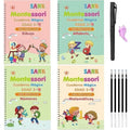 4 Books Montessori SANK English Magic Copybook Reusable Writing Practice 3D Calligraphy Book Wipe-free Education Books