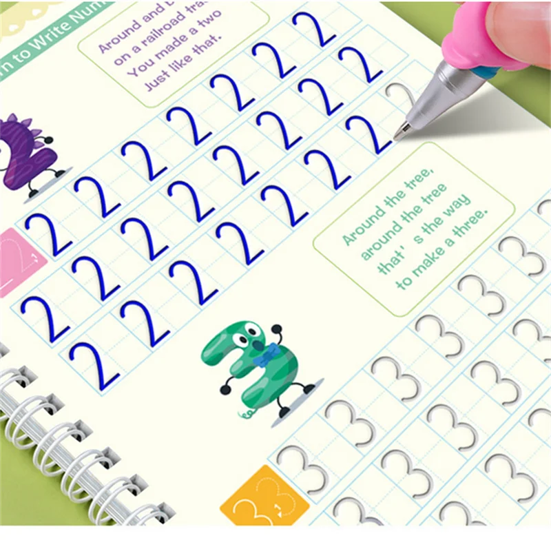 1/4PCS Sank Magic Practice Copybook Pen Preschools Kids Calligraphy English Verison Free Wiping Children Reusable Writing Book