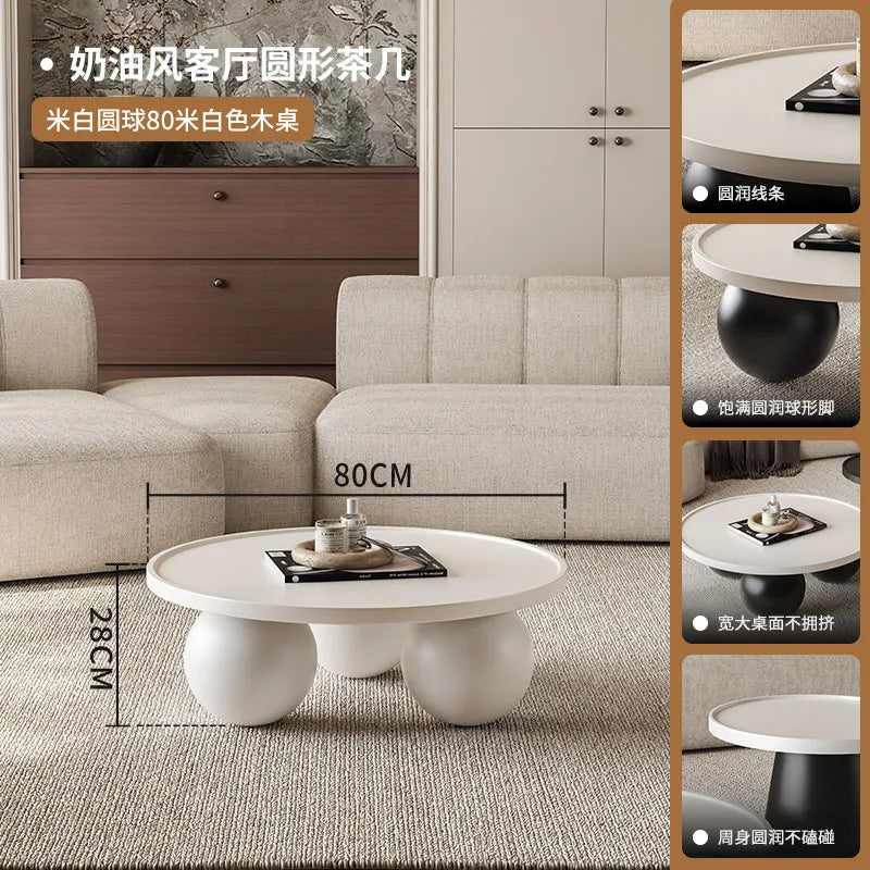 Sofa Coffee Table Round Small Living Room Side Tray Coffe Table Bedroom White Mesa De Centro Sala Japandi Style Furniture