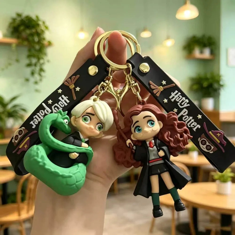 Harry Potter 3D silicone character keychain cute mini cartoon character bag pendant car keychain fans collect birthday gifts.