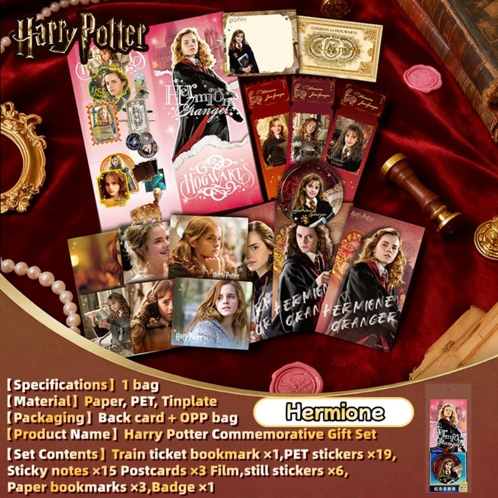Genuine Harry Potter Commemorative Ticket Holder Set Hogwarts Theme Postcards Stickers Bookmark Sticky Notes Set Christmas Gift