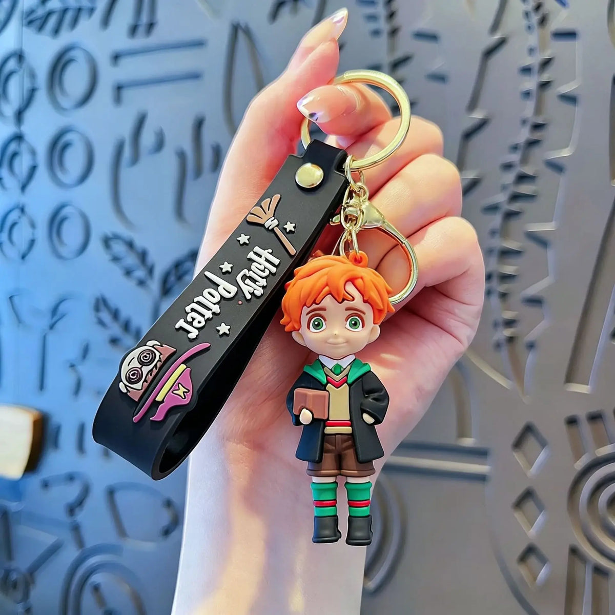 Harry Potter 3D silicone character keychain cute mini cartoon character bag pendant car keychain fans collect birthday gifts.