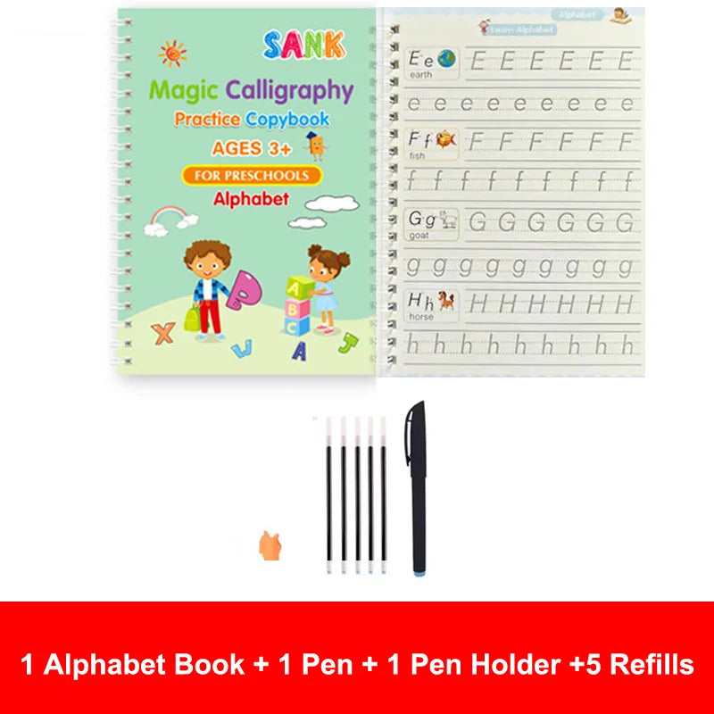 Sank Magic Practice Copybook Pen Preschools Kids Calligraphy English Verison Free Wiping Children Reusable Writing Book