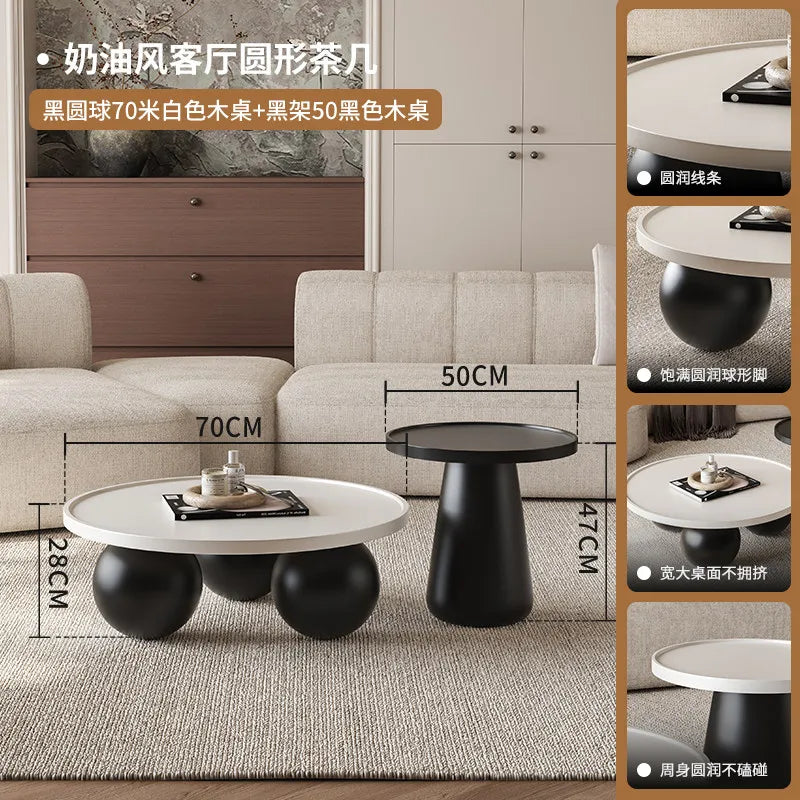Sofa Coffee Table Round Small Living Room Side Tray Coffe Table Bedroom White Mesa De Centro Sala Japandi Style Furniture