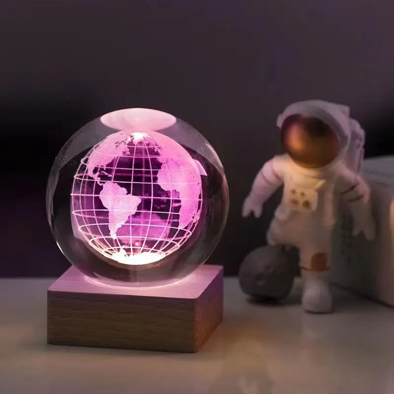 3D Crystal Ball Night Light Colorful Light Lamp Crystal Planet Solar System Galaxy Birthday Gift Glass Sphere Home Decoration