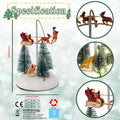 Animated Christmas Village Flying Sleigh with Rotating Santa Figurines Musical Light-Up Holiday Decorations Accessory
