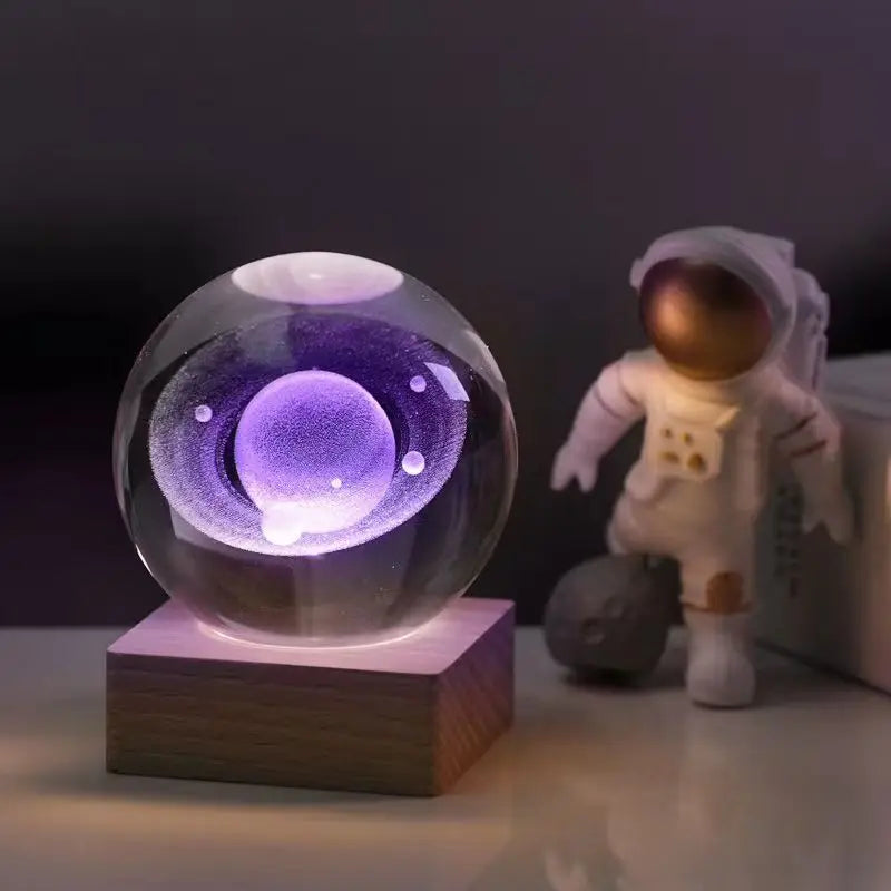 3D Crystal Ball Night Light Colorful Light Lamp Crystal Planet Solar System Galaxy Birthday Gift Glass Sphere Home Decoration