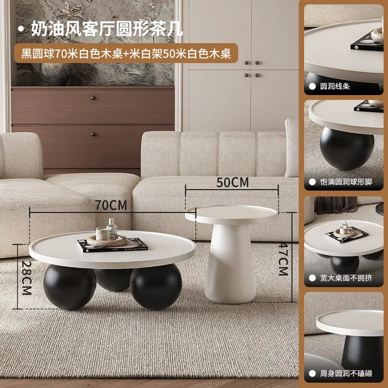 Sofa Coffee Table Round Small Living Room Side Tray Coffe Table Bedroom White Mesa De Centro Sala Japandi Style Furniture
