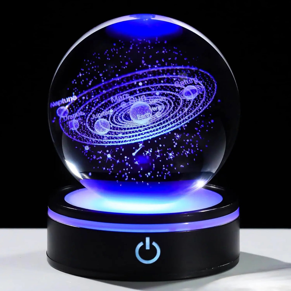 3D Crystal Ball Night Light Solar System LED Colorful Lighting Touch Base Galaxy Planets Lamp for Bedroom Decoration Astronomy
