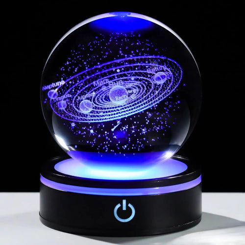 3D Crystal Ball Night Light Solar System LED Colorful Lighting Touch Base Galaxy Planets Lamp for Bedroom Decoration Astronomy