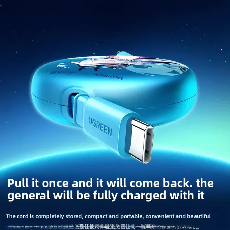 UGREEN Retractable USB-C 100W Nexode Model Honkai: Star Rail Edition Cyan Yao Guang's Joint Telescopic Fast Charging Data Cable