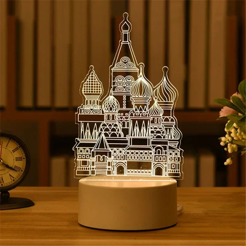 3D Acrylic LED Night Light USB Powered Bedroom Bedside Decor Night Lamp Birthday Kid Gifts Table Ornaments Novelty Lighting