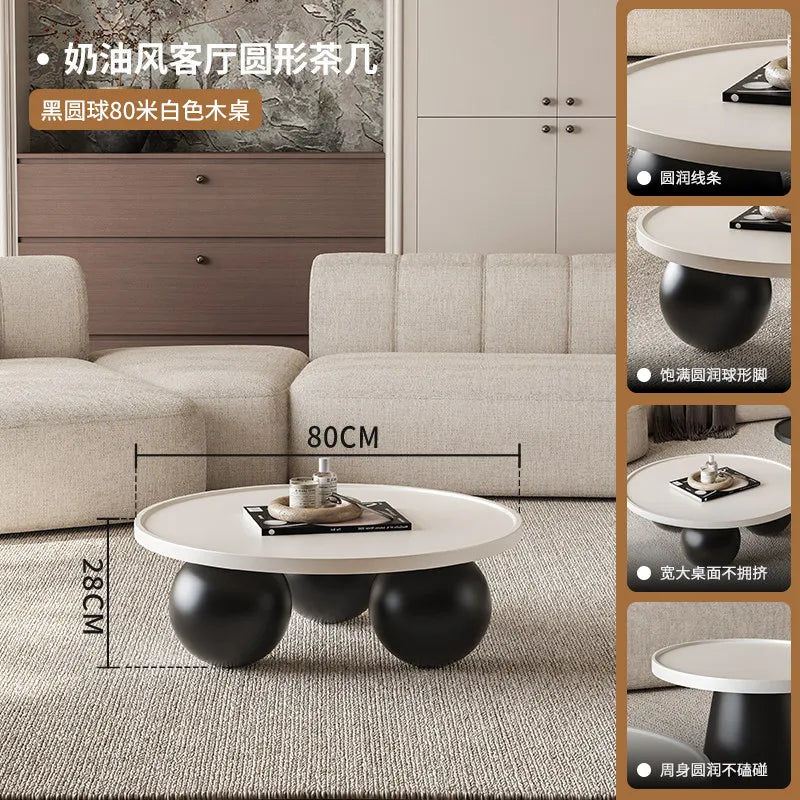 Sofa Coffee Table Round Small Living Room Side Tray Coffe Table Bedroom White Mesa De Centro Sala Japandi Style Furniture