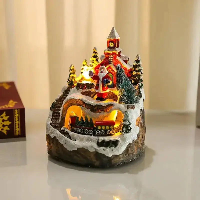 Assorted Christmas Rotating Light-Up Musical Resin Music Box Ornaments Christmas Present
