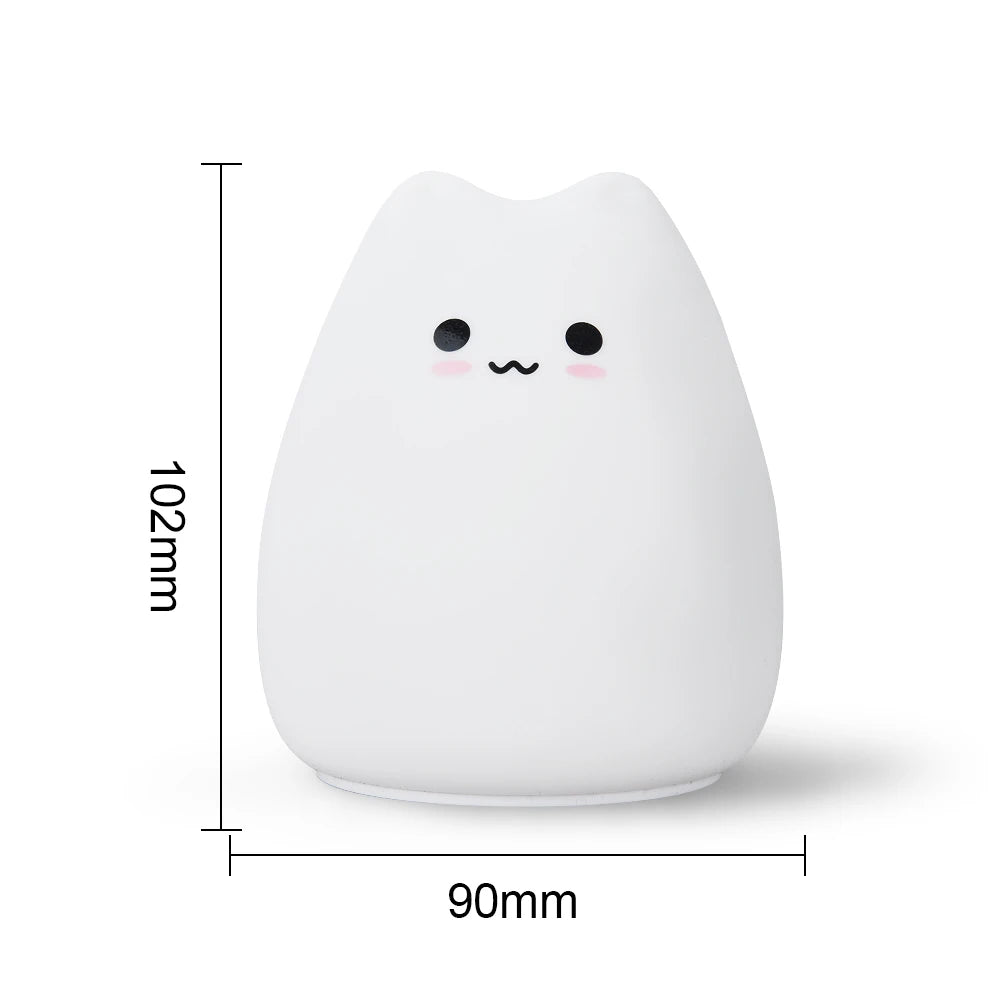 Cute Cat Night Light For Baby Kids Cartoon 7 Colors Silicone Sleeping Lamp Touch Sensor Table Lamp For Home Bedroom Decoration