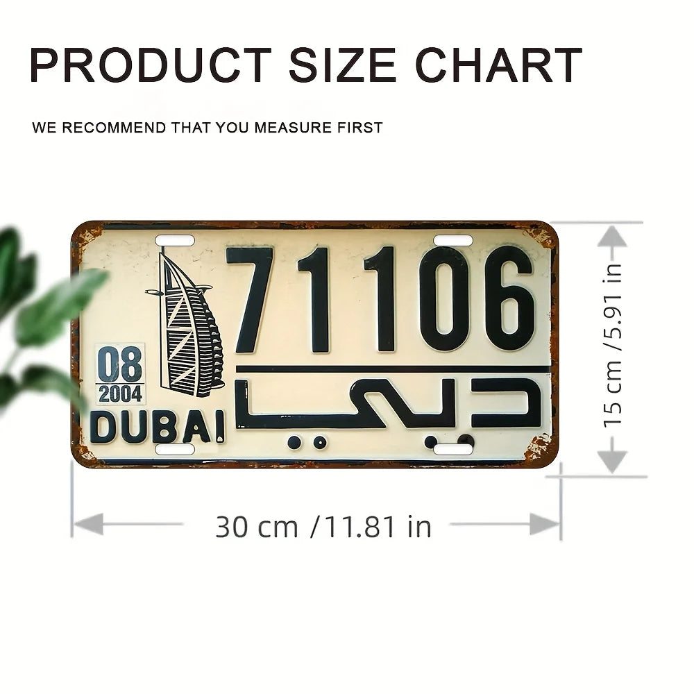 Aluminum Metal Sign -  Dubai-Themed Wall Art with Waterproof & Dustproof Design,  Wall-Mounted Decor for Indoor/Outdoor Use in