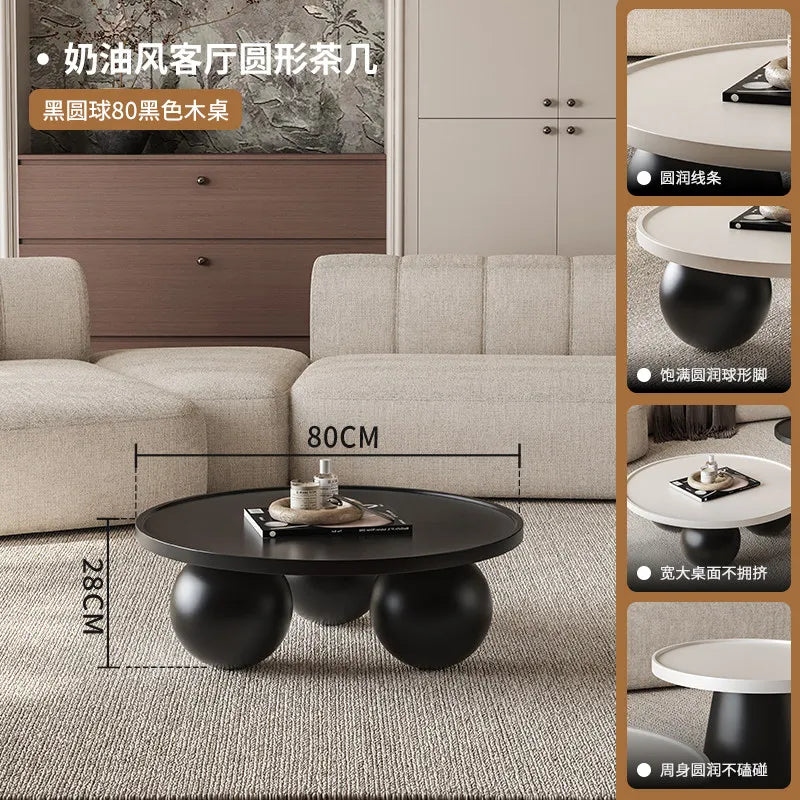 Sofa Coffee Table Round Small Living Room Side Tray Coffe Table Bedroom White Mesa De Centro Sala Japandi Style Furniture