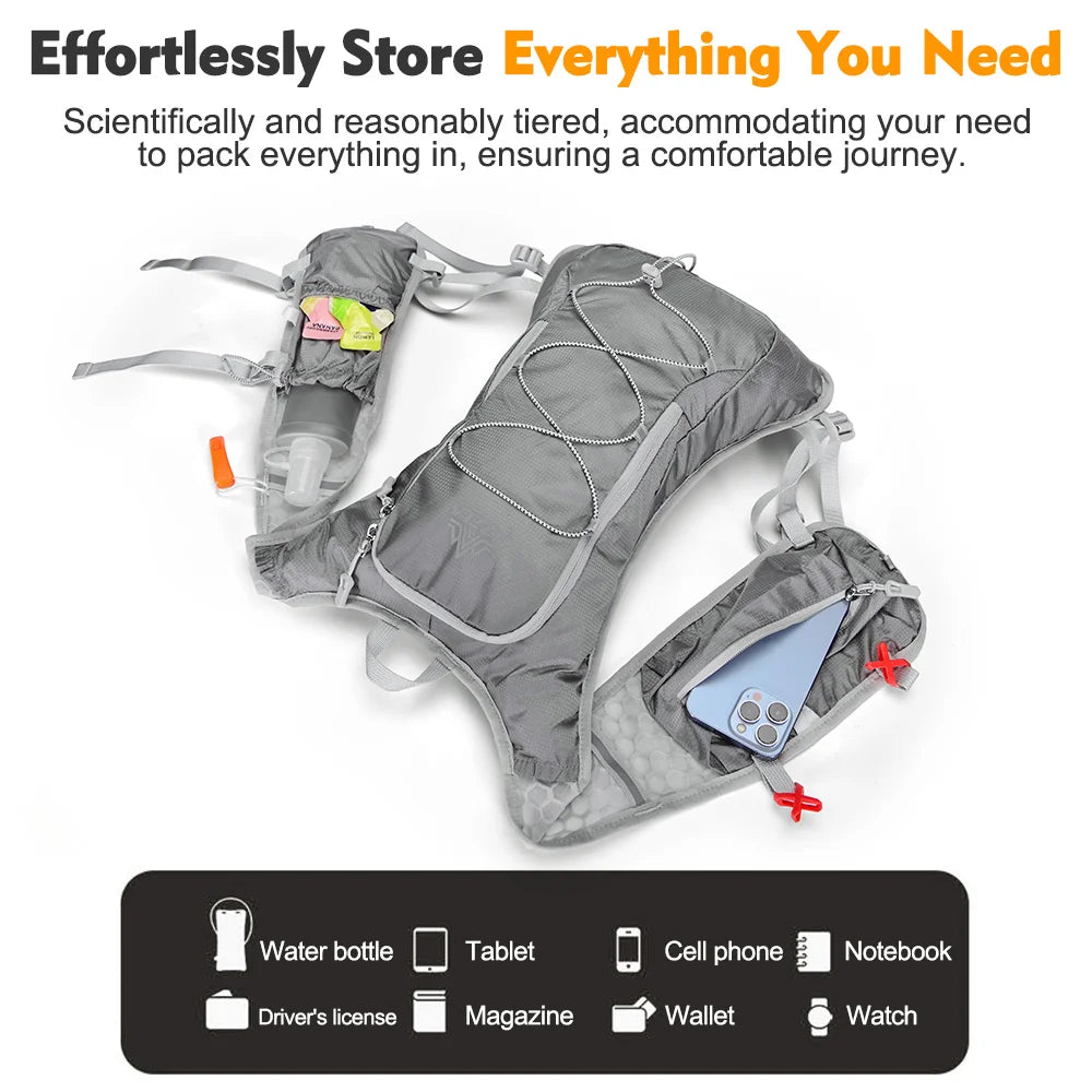 Running Hydration Vest Backpack Men Outdoor Sport Bag Trail Marathon Jogging Hiking Backpack Option Water Bag Flask 500ML 2L