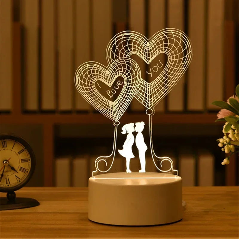 3D Acrylic LED Night Light USB Powered Bedroom Bedside Decor Night Lamp Birthday Kid Gifts Table Ornaments Novelty Lighting