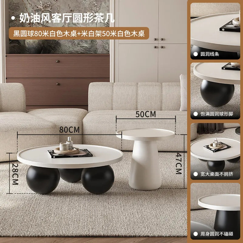 Sofa Coffee Table Round Small Living Room Side Tray Coffe Table Bedroom White Mesa De Centro Sala Japandi Style Furniture