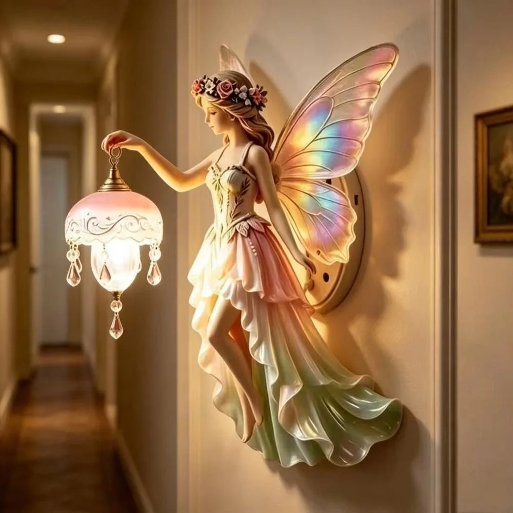 Aesthetic Decor Vintage Wall Lamp Battery-powered Romantic Fairy Wall Lamp Dreamy Mini Lamp Resin Fairy Lamp Home Decoration