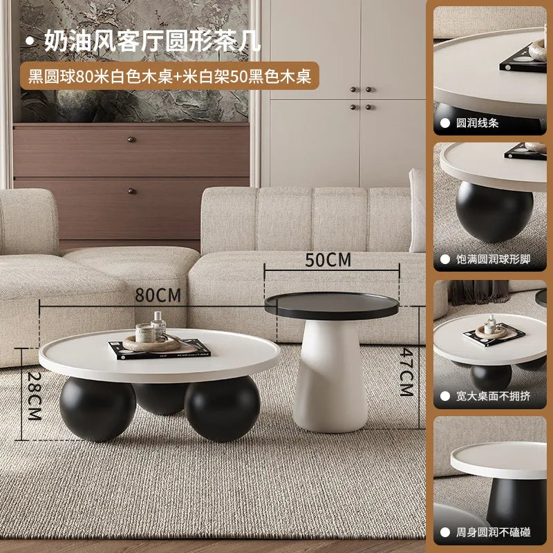 Sofa Coffee Table Round Small Living Room Side Tray Coffe Table Bedroom White Mesa De Centro Sala Japandi Style Furniture