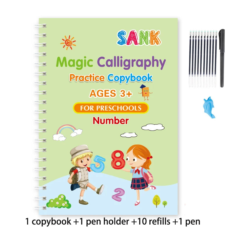 Sank Magic Practice Copybook Pen Preschools Kids Calligraphy English Verison Free Wiping Children Reusable Writing Book