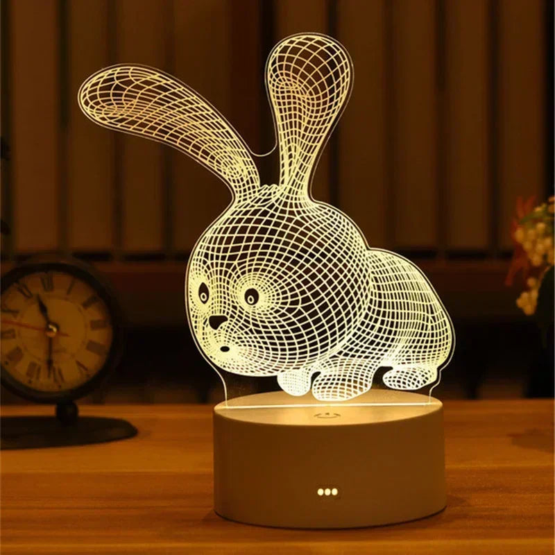 3D Acrylic LED Night Light USB Powered Bedroom Bedside Decor Night Lamp Birthday Kid Gifts Table Ornaments Novelty Lighting