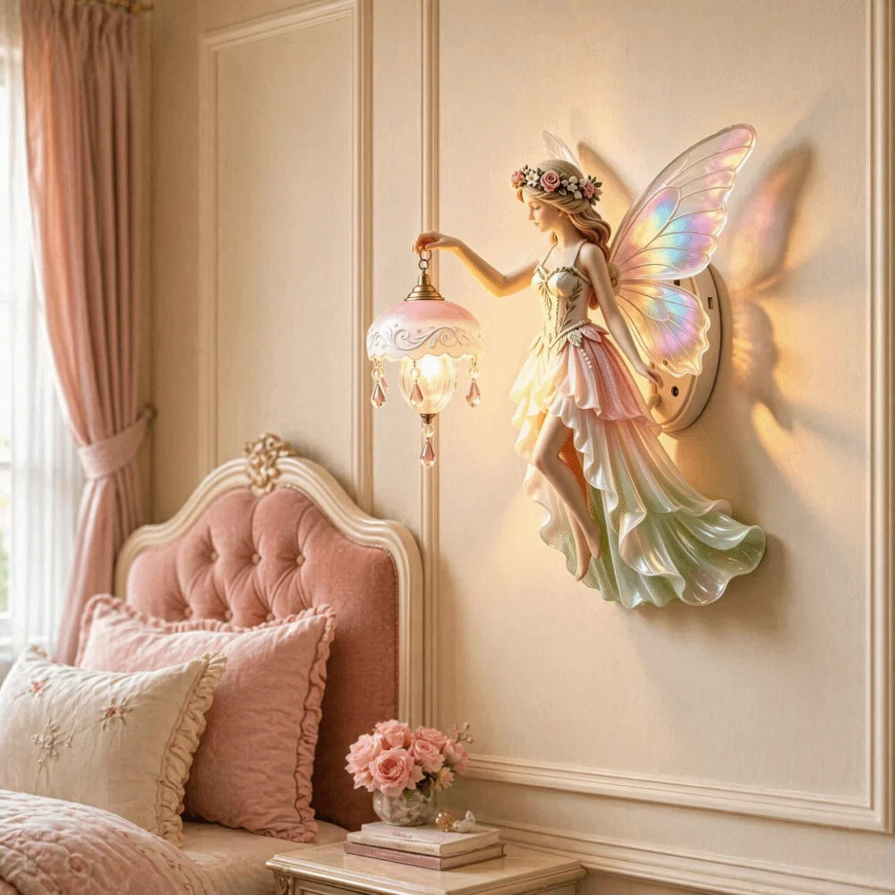 Aesthetic Decor Vintage Wall Lamp Battery-powered Romantic Fairy Wall Lamp Dreamy Mini Lamp Resin Fairy Lamp Home Decoration