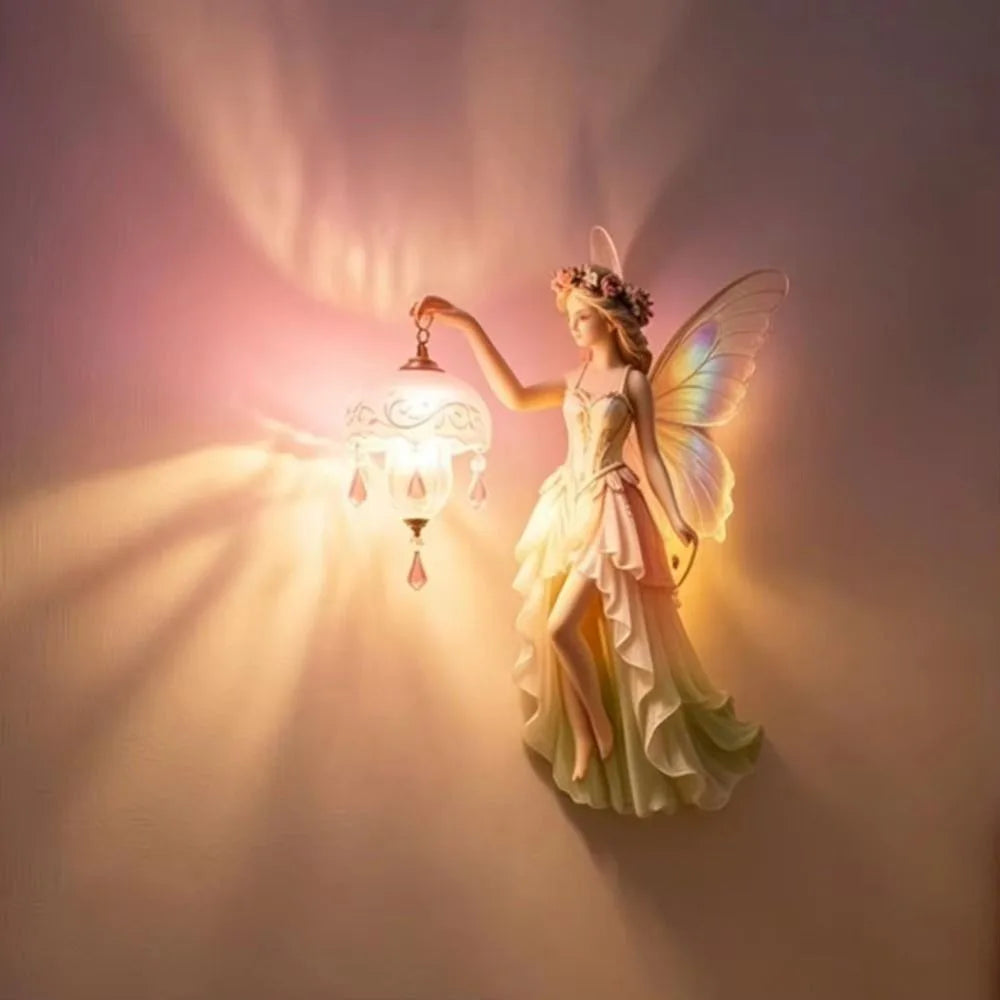 Aesthetic Decor Vintage Wall Lamp Battery-powered Romantic Fairy Wall Lamp Dreamy Mini Lamp Resin Fairy Lamp Home Decoration