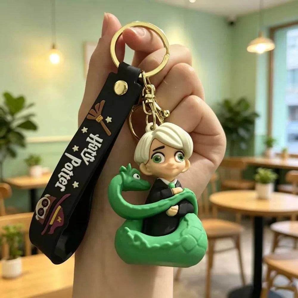 Harry Potter 3D silicone character keychain cute mini cartoon character bag pendant car keychain fans collect birthday gifts.