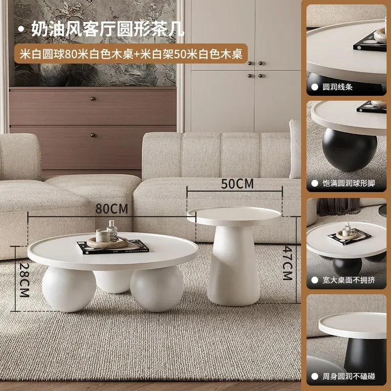 Sofa Coffee Table Round Small Living Room Side Tray Coffe Table Bedroom White Mesa De Centro Sala Japandi Style Furniture