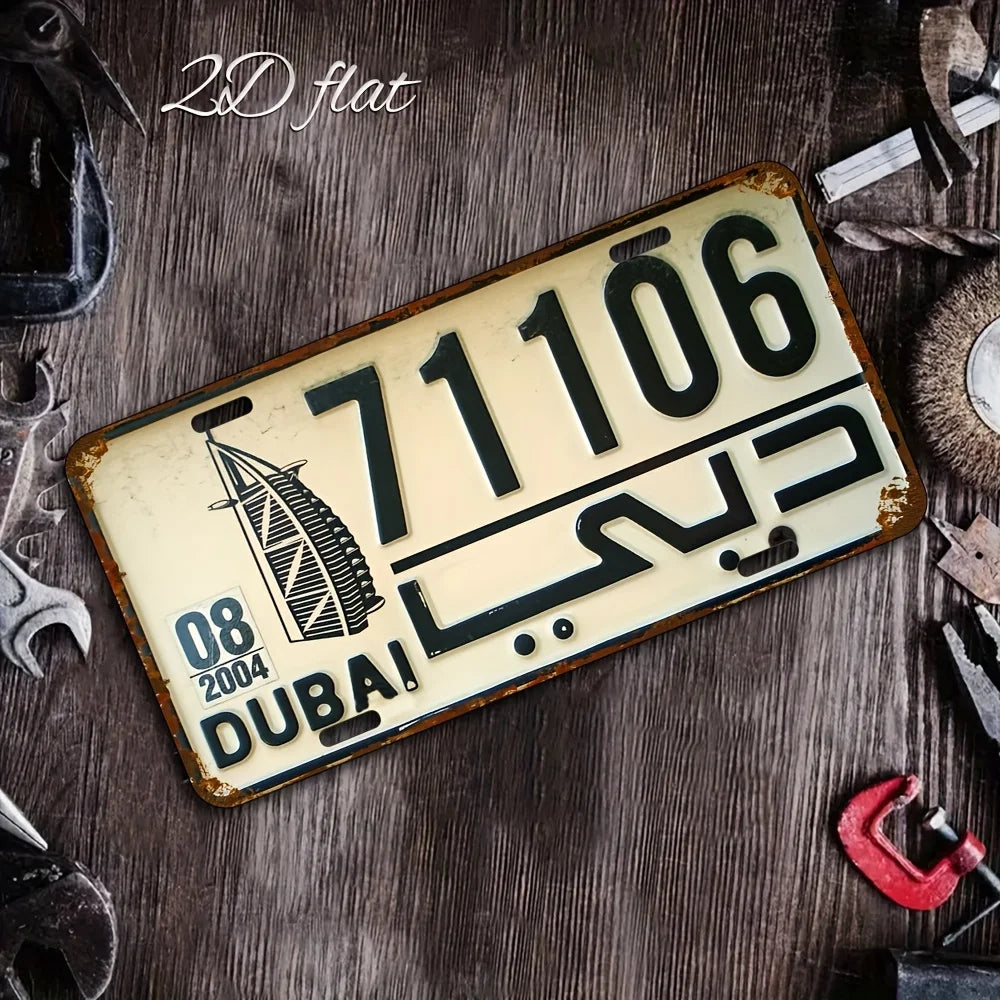 Aluminum Metal Sign -  Dubai-Themed Wall Art with Waterproof & Dustproof Design,  Wall-Mounted Decor for Indoor/Outdoor Use in