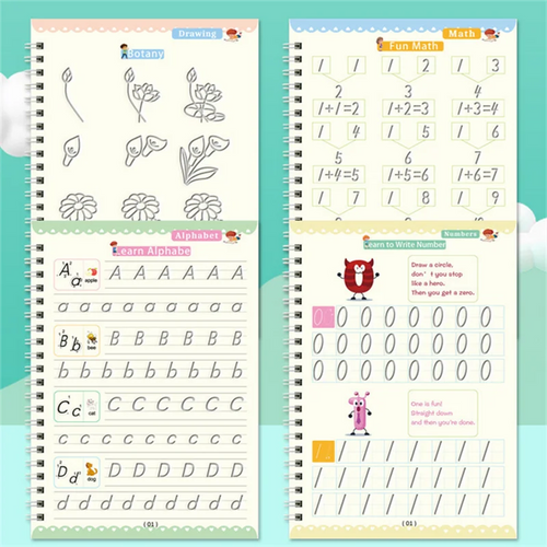 1/4PCS Sank Magic Practice Copybook Pen Preschools Kids Calligraphy English Verison Free Wiping Children Reusable Writing Book