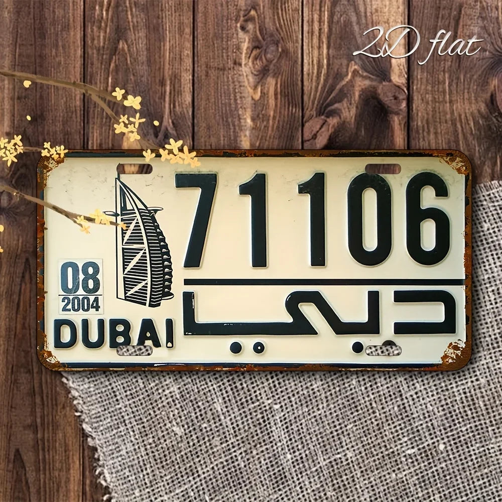 Aluminum Painting Vintage Dubai 711106 License Plate with Burj Al Arab Retro Metal Tin Sign Wall Decor For Home Bar Man Cave