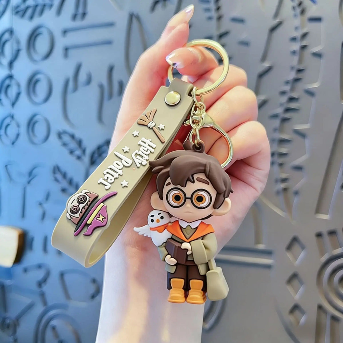 Harry Potter 3D silicone character keychain cute mini cartoon character bag pendant car keychain fans collect birthday gifts.