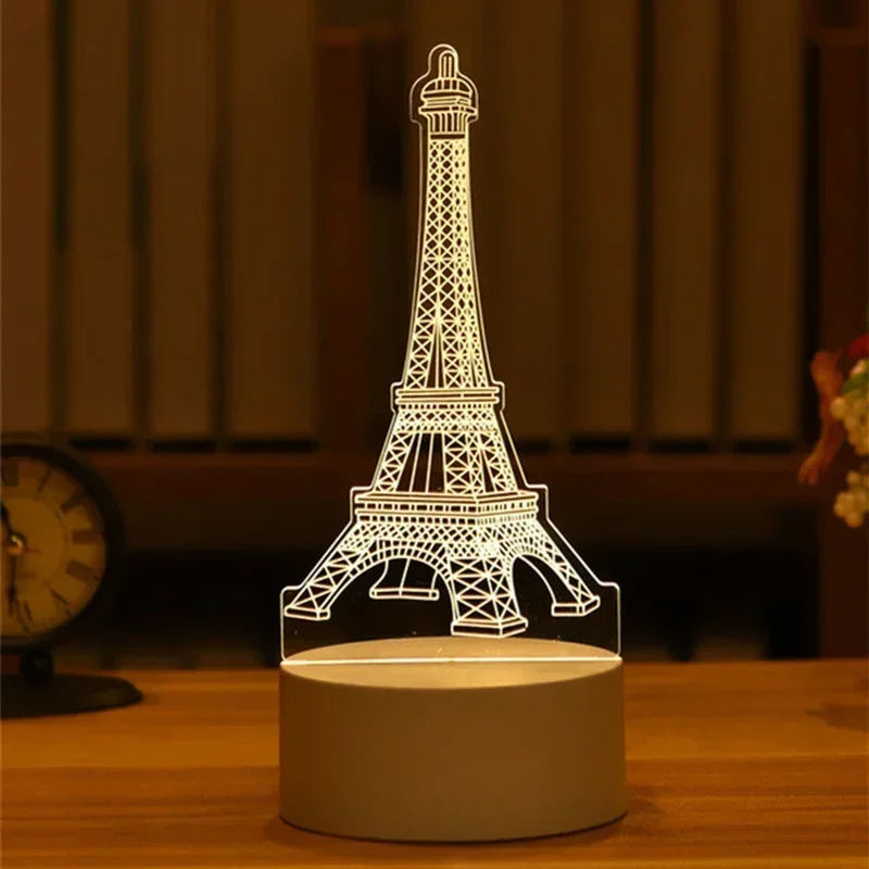 3D Acrylic LED Night Light USB Powered Bedroom Bedside Decor Night Lamp Birthday Kid Gifts Table Ornaments Novelty Lighting