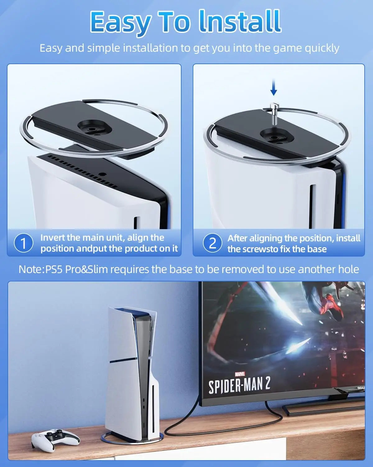 2025 New Vertical Stand for PS5 Consoles Playstation 5 Slim Base Accessories for PS5 Pro Console Disc and Digital
