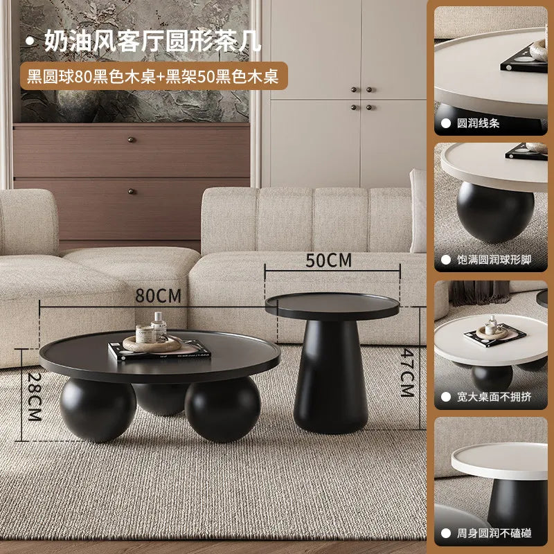 Sofa Coffee Table Round Small Living Room Side Tray Coffe Table Bedroom White Mesa De Centro Sala Japandi Style Furniture
