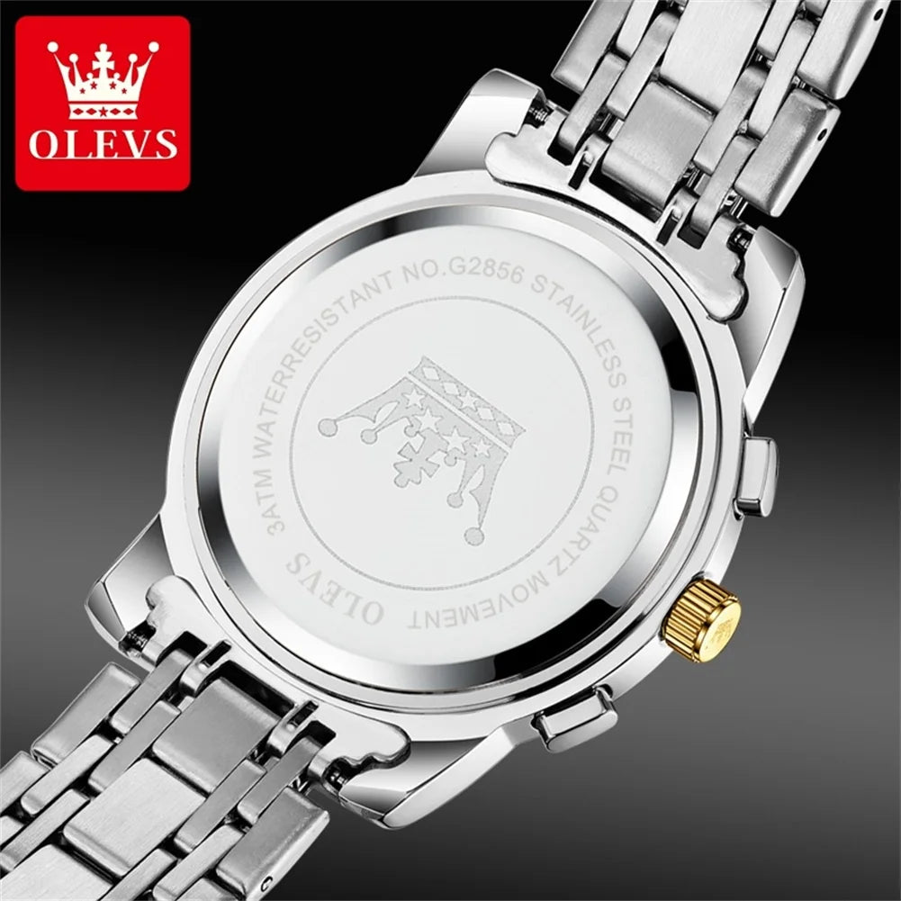 OLEVS 2856 Brand original authentic watches for man luxury Steel belt multifunctional chronograph quartz men's watch Gift Box