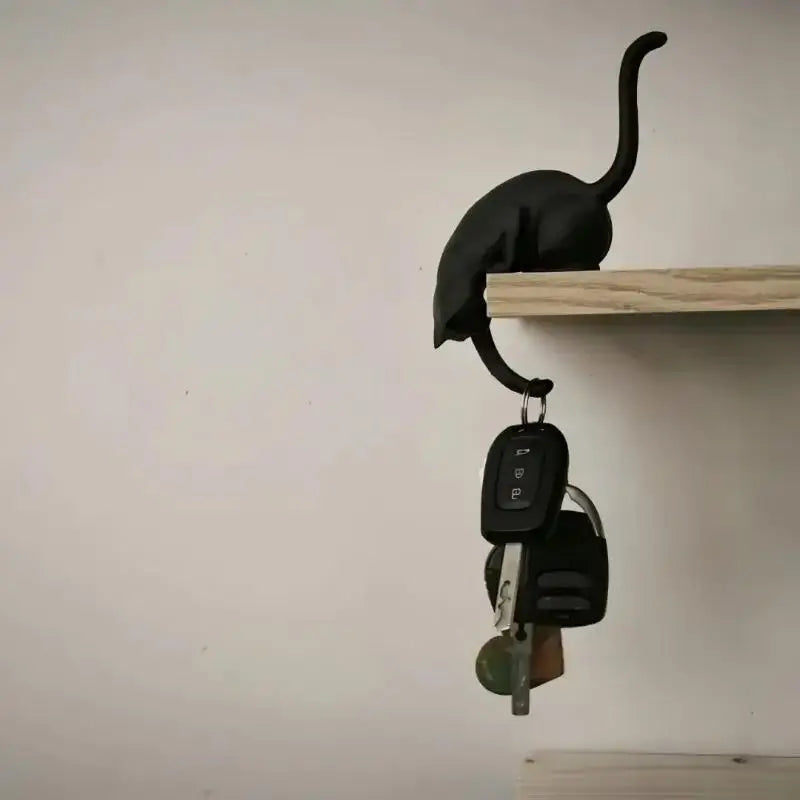 Cat Shelf Hook With Lantern Figurine Statue Home Bedroom Desk Ornament Decoration Night Light Accessories Gift