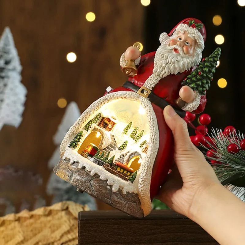 ABKW-Multifunctional Santa Claus Music Box Rotating LED Light Christmas Gift Ornaments
