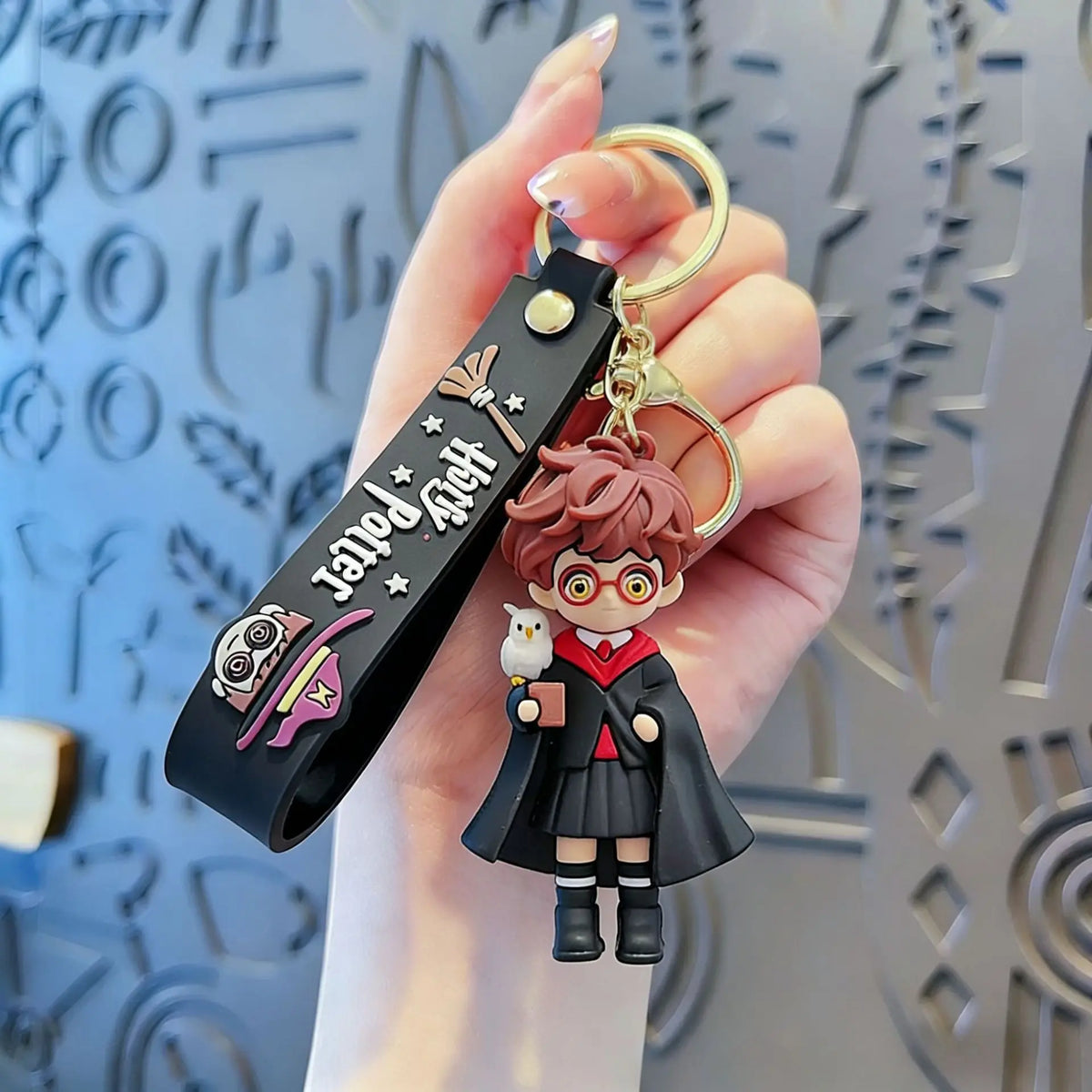 Harry Potter 3D silicone character keychain cute mini cartoon character bag pendant car keychain fans collect birthday gifts.
