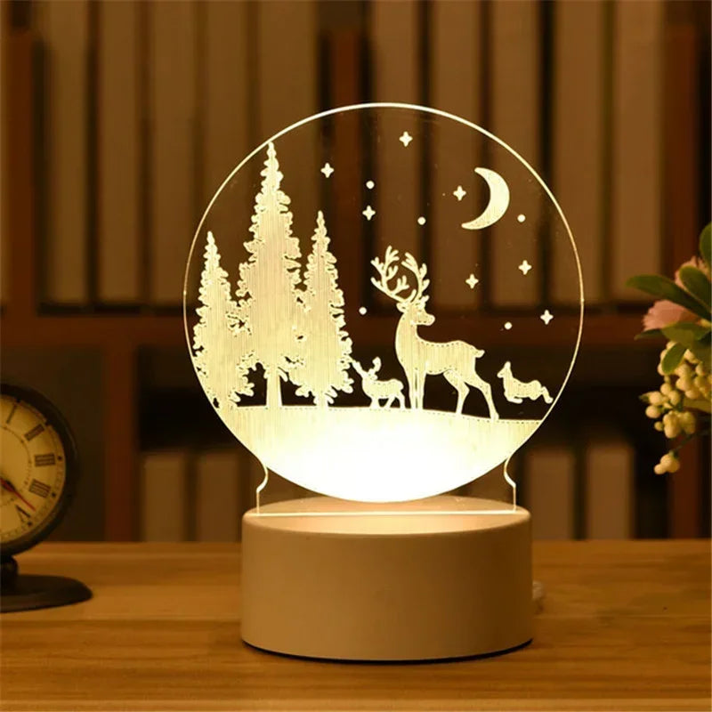 3D Acrylic LED Night Light USB Powered Bedroom Bedside Decor Night Lamp Birthday Kid Gifts Table Ornaments Novelty Lighting