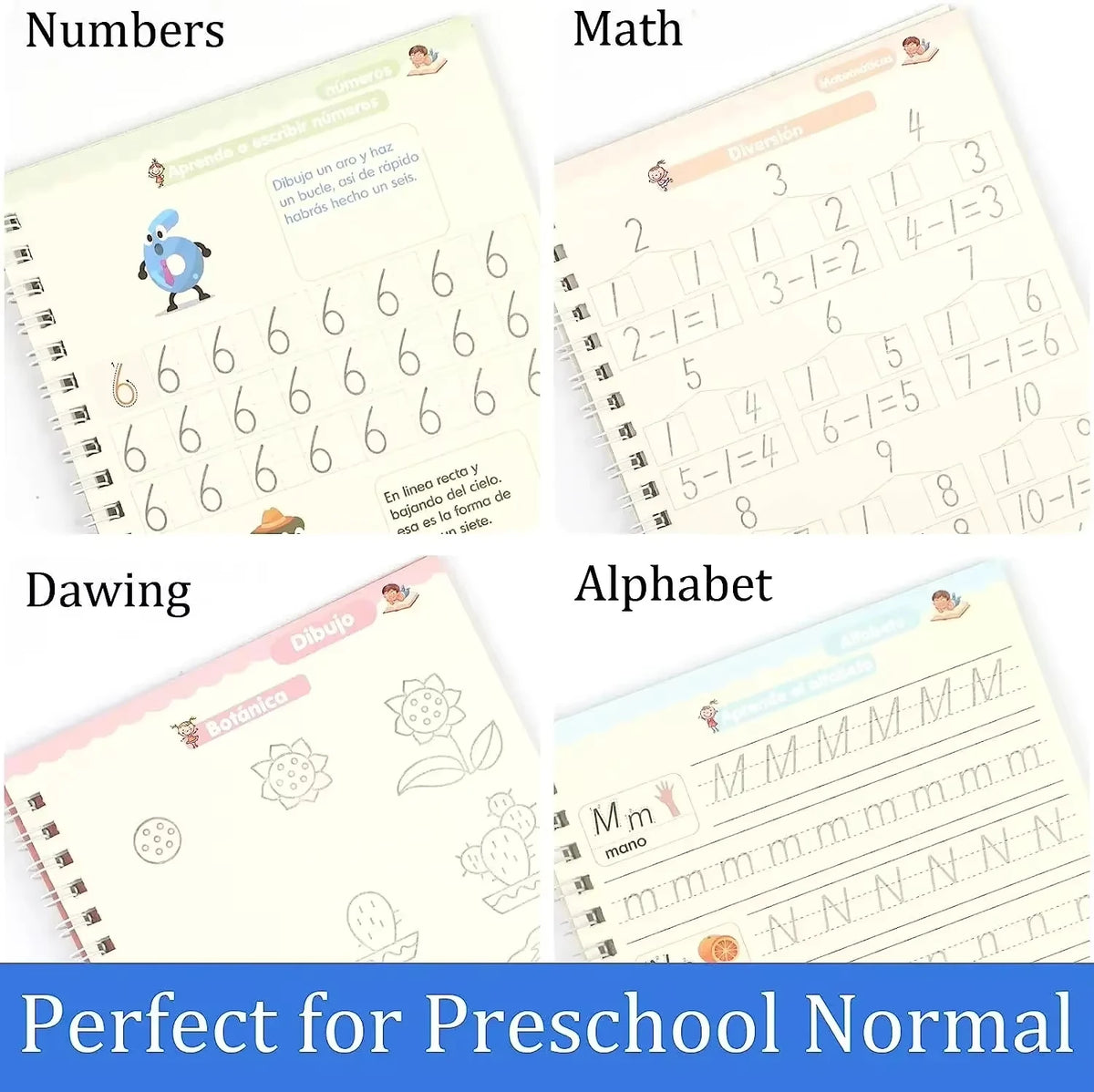 4Books/set Sank Magic Practice Copybook Pen Preschools Kids Calligraphy English Verison Early Education Reusable Writing Book