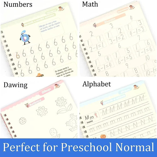 4Books/set Sank Magic Practice Copybook Pen Preschools Kids Calligraphy English Verison Early Education Reusable Writing Book