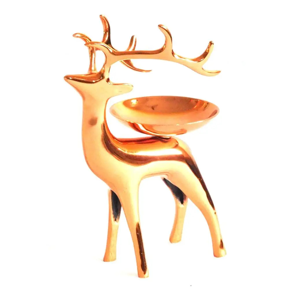 Aluminium Reindeer Candle Holder Copper Plated Eco-Friendly Durable Home Decor for Christmas Valentine's Day